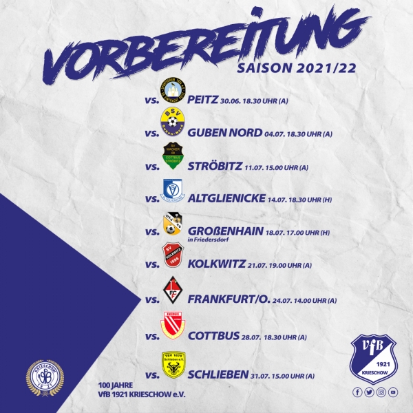 Vorbereitungsplan zur Oberligasaison 2021/22 steht